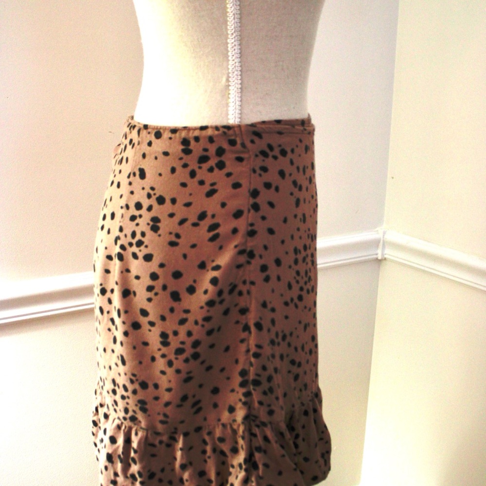 Abercrombie & Fitch Black & Brown Spotted Mini Wrap Skirt Size M - Picture 9 of 14
